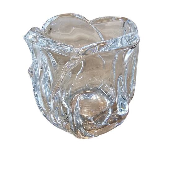 Vintage Crystal Votive Tulip Candle Holder Clear Heavy Flower Retro Glam Classic - Picture 2 of 10